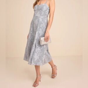 Lulus Tie-Strap Midi Dress - Dusty Blue